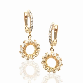 Sparkling Edge Daywear Fit Sterling Silver Gold-Plated Circle with CZs Earring