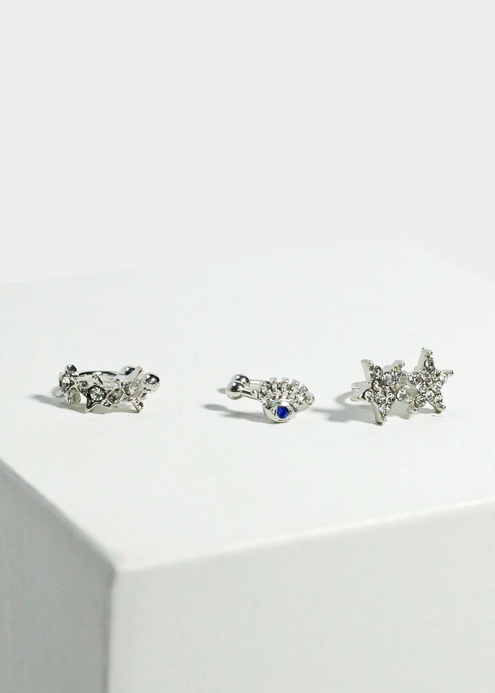 Luxury Flow Charming Finish 3-Piece Star & Eye Cuff Earrings