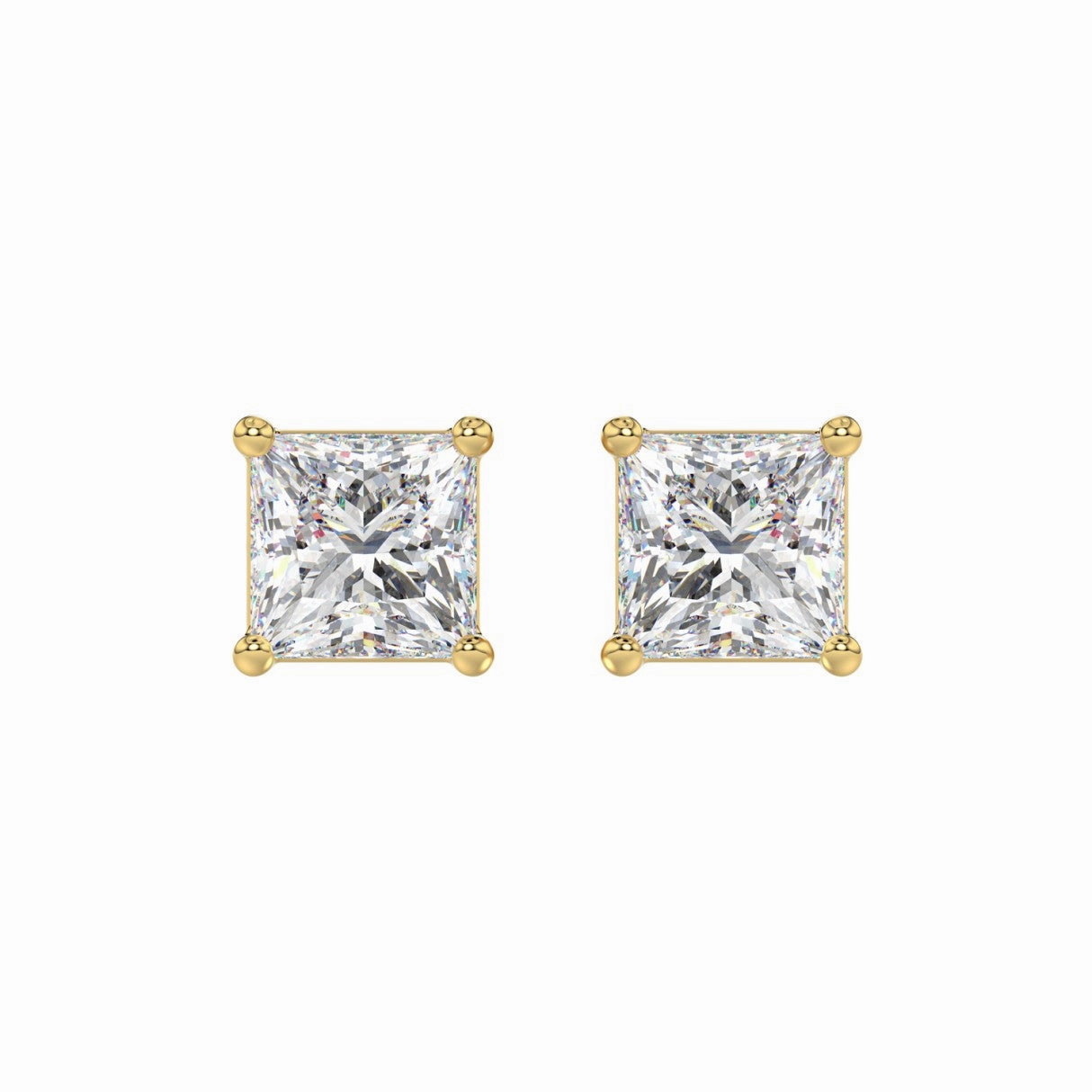 Everyday Fashion LADIES SOLITAIRE EARRINGS 4CT PRINCESS DIAMOND 14K YELLOW GOLD