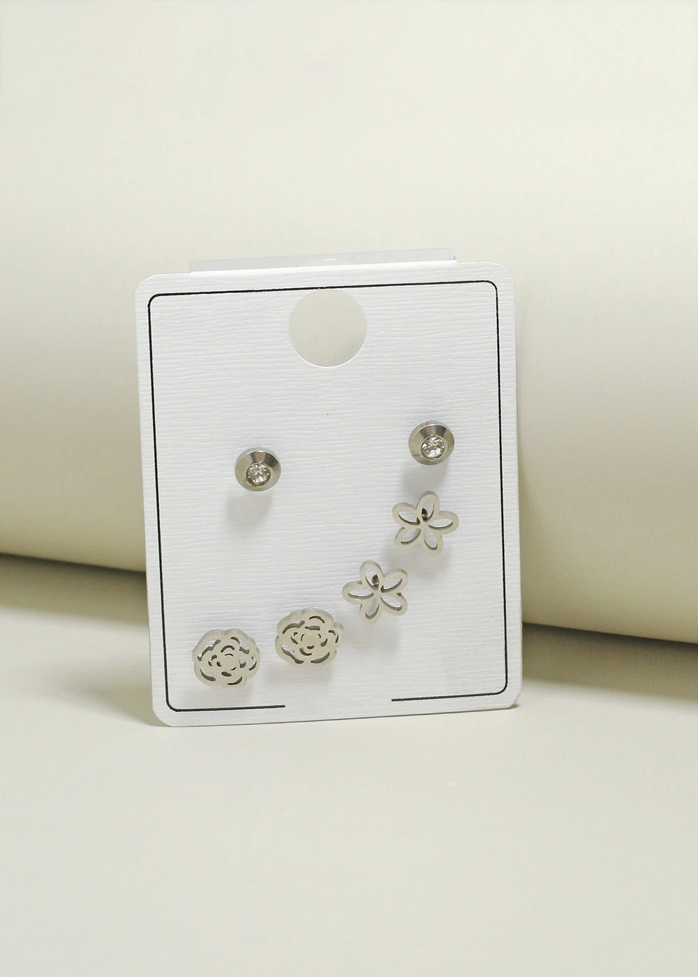 Urban Mood 3-Pair Flower & Rose Stud Earrings