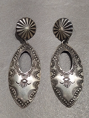 Evening Accessories Stylish Form Vincent Platero Navajo Sterling Silver Earrings - Handmade Native American