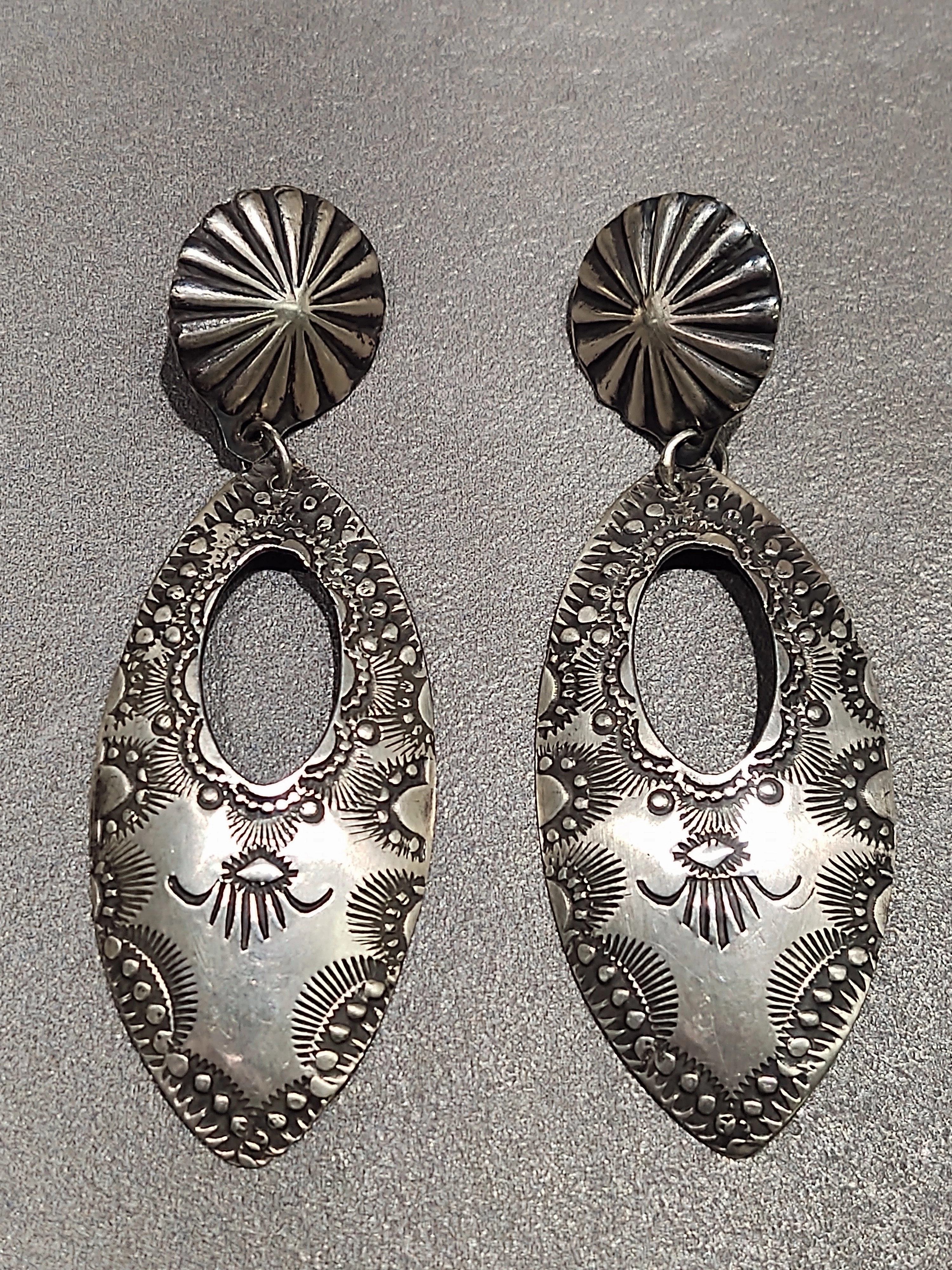 Evening Accessories Stylish Form Vincent Platero Navajo Sterling Silver Earrings - Handmade Native American