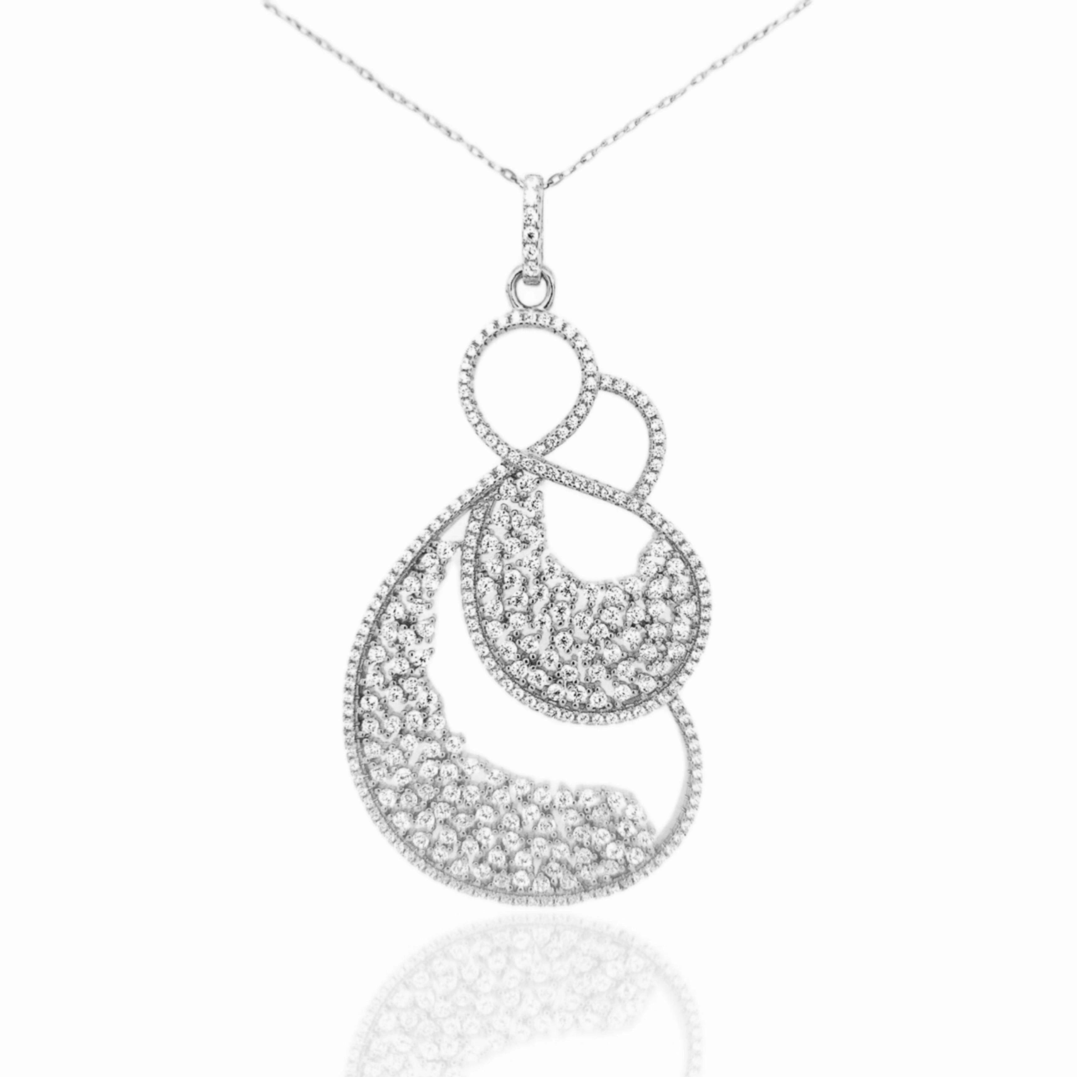Sterling Silver Double Figure Eight CZ Pendant Necklace Layered Combo