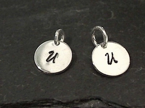 Letter U Charm, Sterling Silver Elegant Contour Gentle Finish
