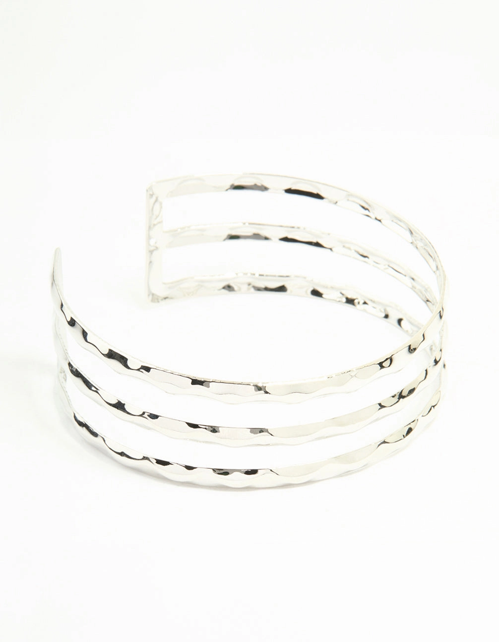 Original Thought Real Charm Silver Hammered Layered Arm Cuff