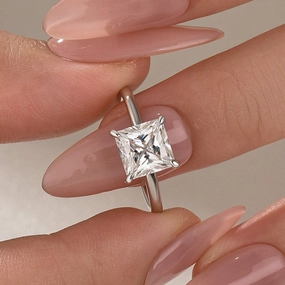 Celebration Gift Moissanite 2.0 Ct Princess Cut Solitaire White Gold Promise Ring For Women