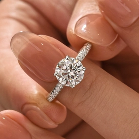 Moissanite 2.0Ct Round Cut Engagement Ring In Sterling Silver Fantastic Object