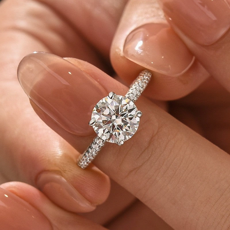 Moissanite 2.0Ct Round Cut Engagement Ring In Sterling Silver Autumn Collection