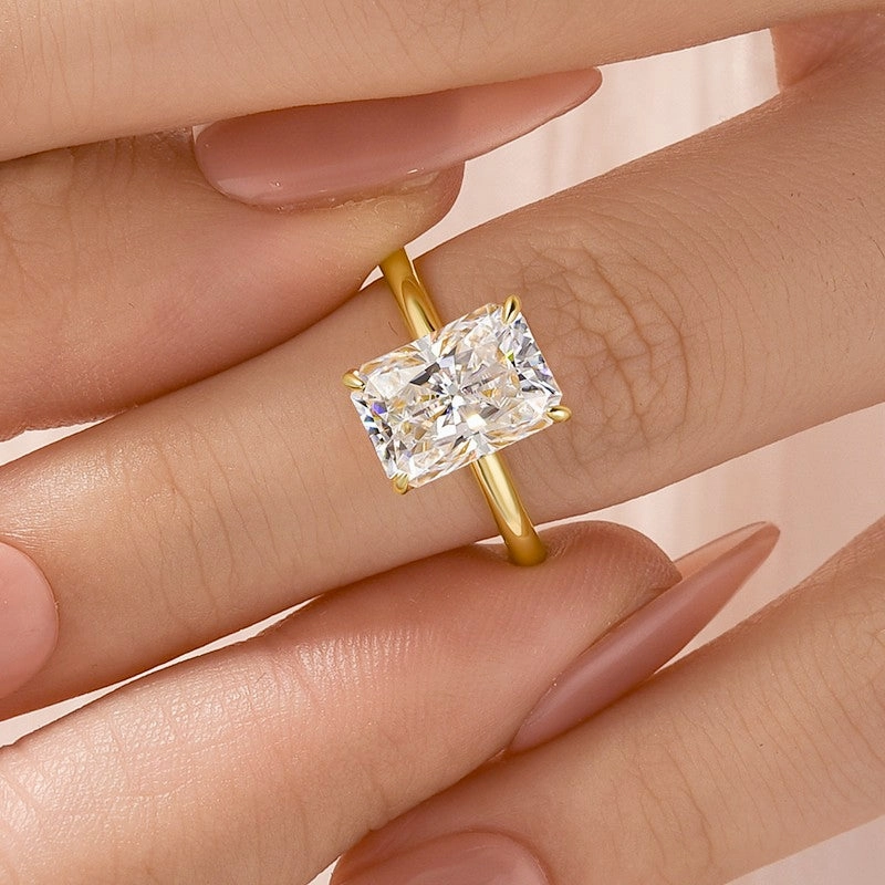 Custom Object Moissanite 3.5Ct Radiant Cut Engagement Ring In Sterling Silver