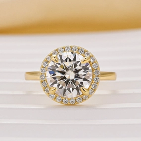 Moissanite Classic 3.0Ct Round Cut Halo Engagement Ring In Sterling Silver Sentimental Accessory Refined Harmony