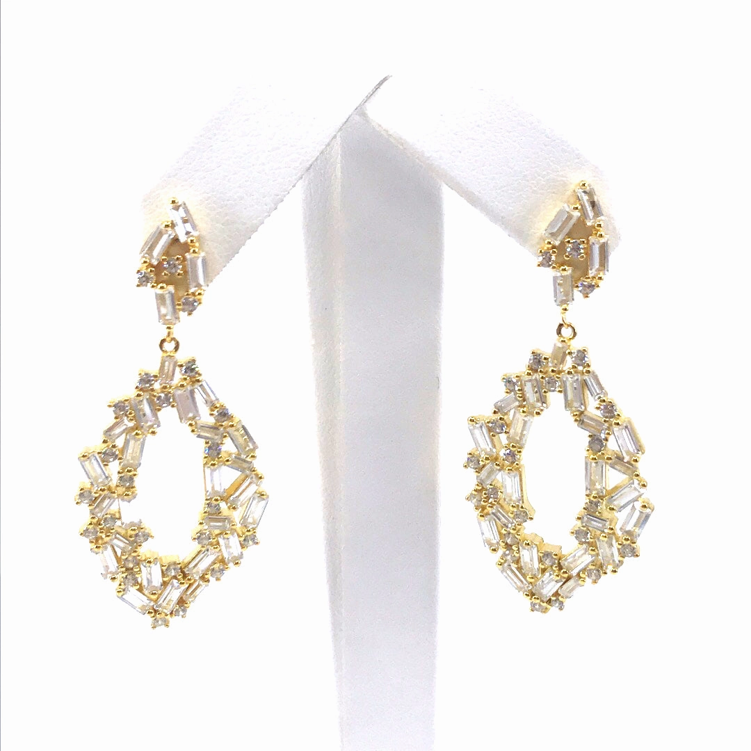 Seasonal Pick Sterling Silver Marquis Baguette Earrings