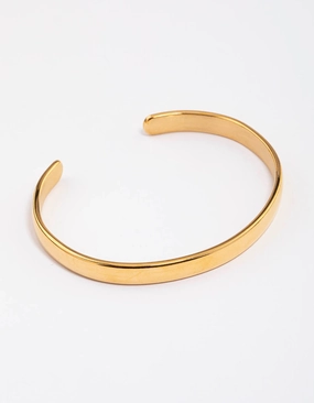 Waterproof Gold Plated Stainless Steel Classic Plain Wrist Cuff Dependable Detail