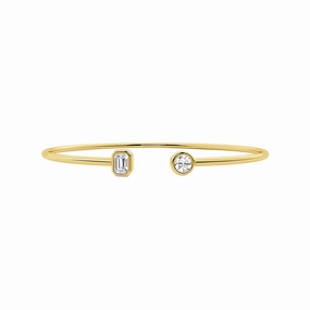Easy Mixes Blessed Recognition Round and Emerald Lab Grown Diamond Open Bangle Bracelet