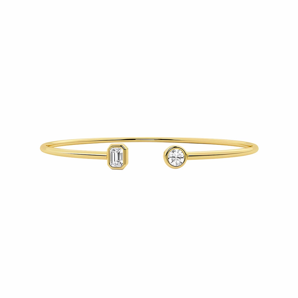 Easy Mixes Blessed Recognition Round and Emerald Lab Grown Diamond Open Bangle Bracelet