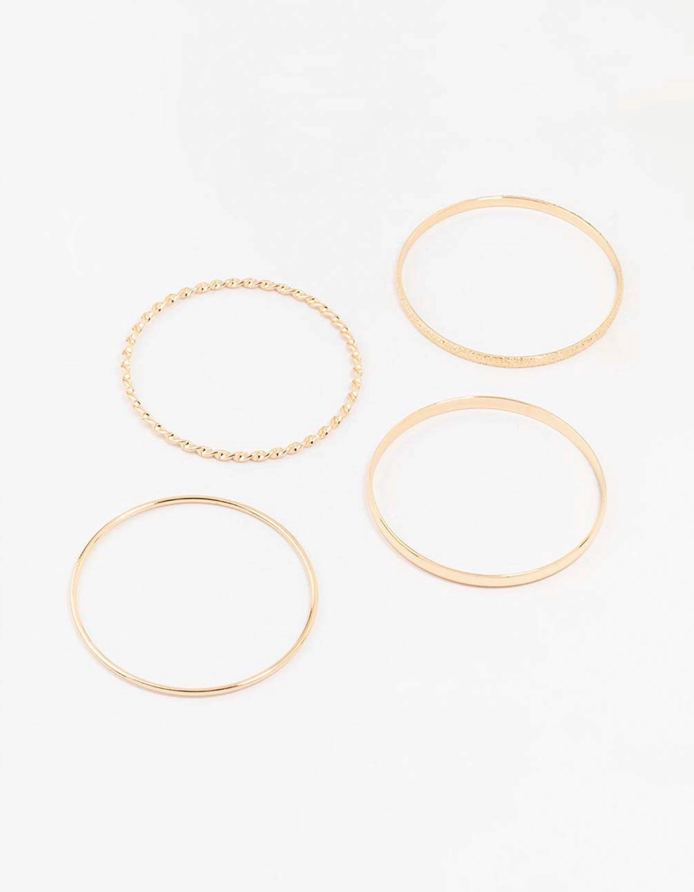 Gold Twisted Bangle Bracelets 4-Pack Contemporary Look