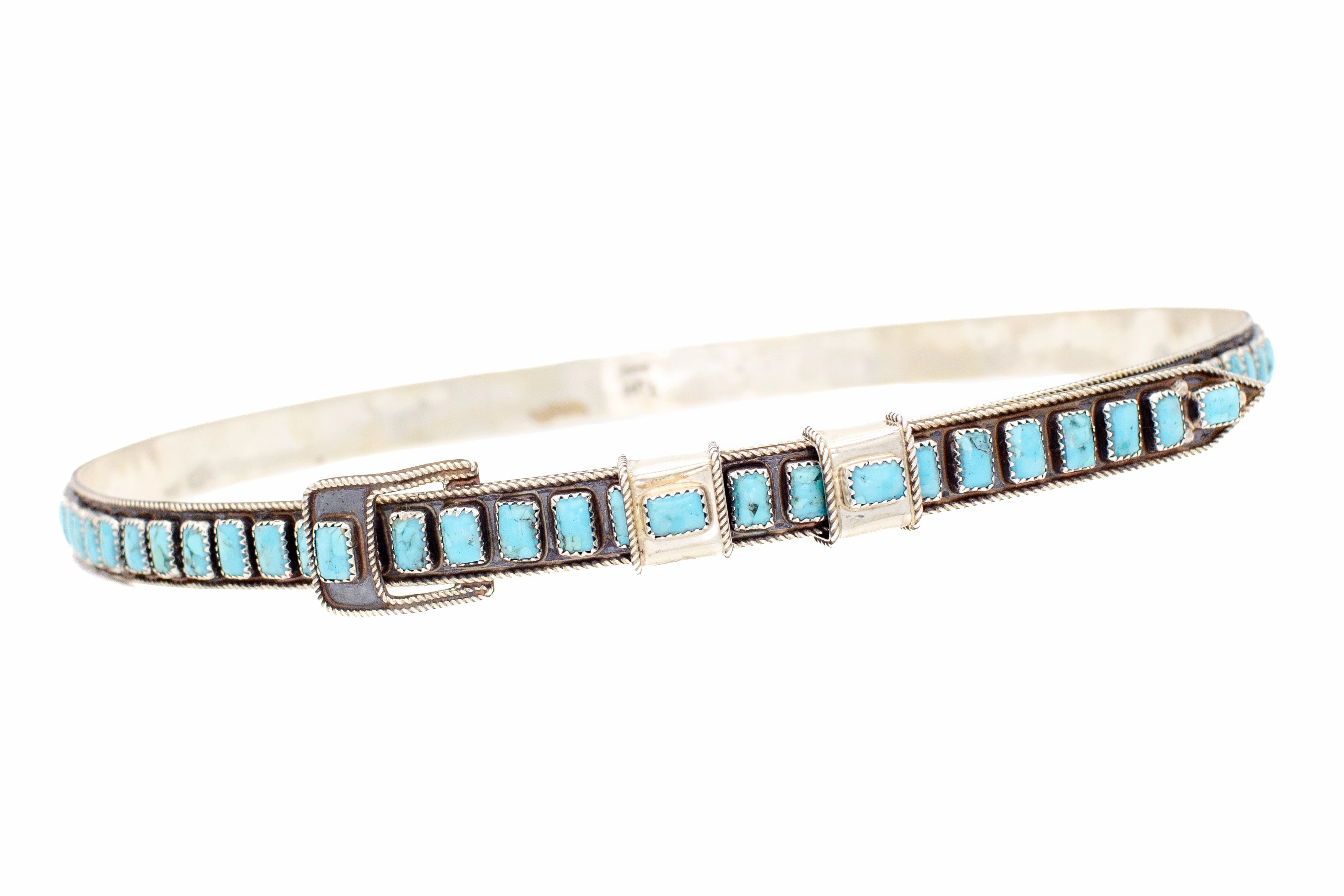 James Freeland Navajo Handmade Adjustable Sterling Silver Turquoise Hat Band Enchanted Edge Luxury Glow