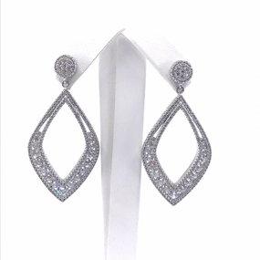 Sterling Silver Diamond-Shape CZ Earrings Urban Look Soft Glamour