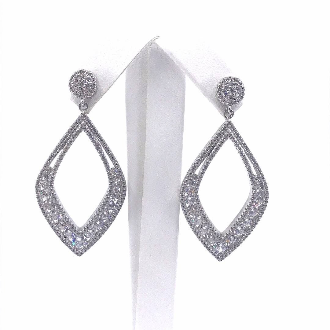 Sterling Silver Diamond-Shape CZ Earrings Urban Look Soft Glamour