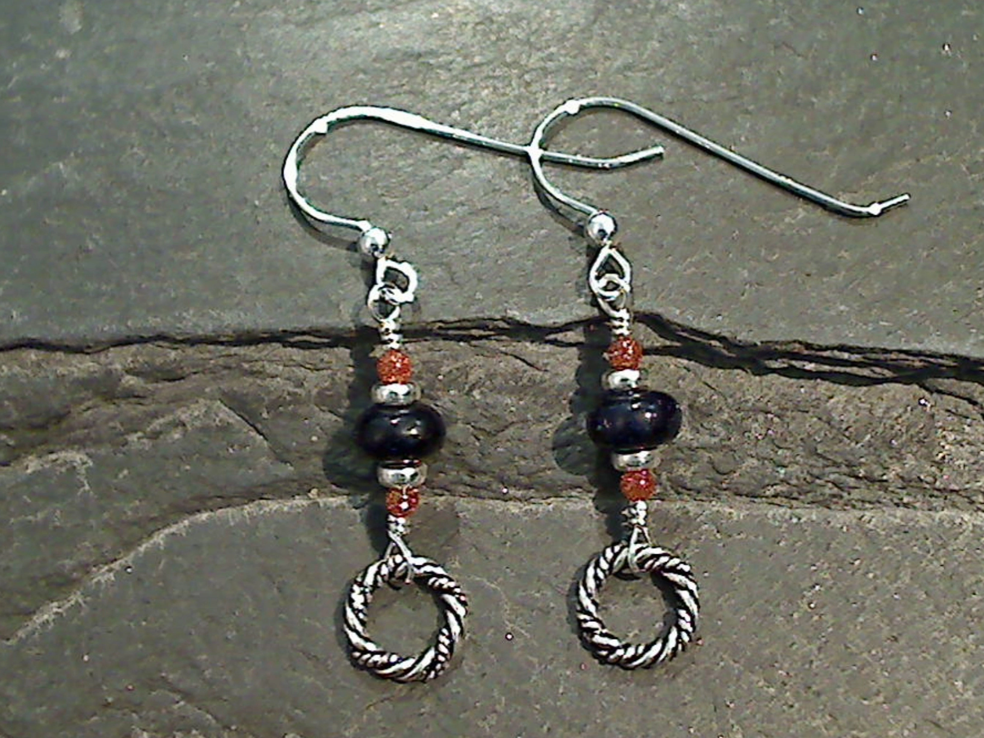 Orange And Blue Goldstone, Sterling Silver Earrings Statement Piece Radiant Touch