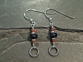 Orange And Blue Goldstone, Sterling Silver Earrings Statement Piece Radiant Touch