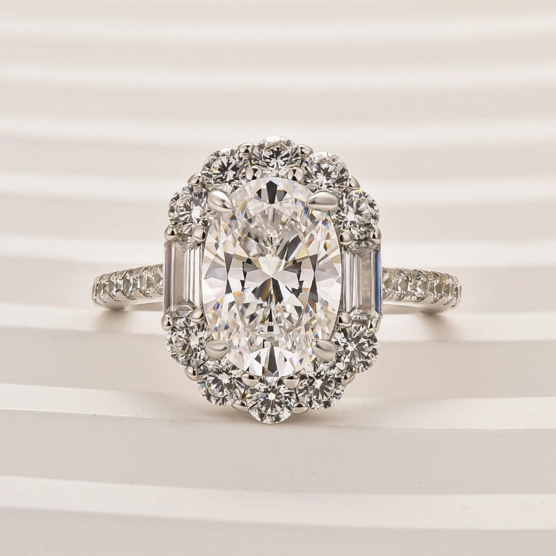 Louily Beautiful Halo Oval Cut Engagement Ring For Women Ornate Keepsake Creative Edge