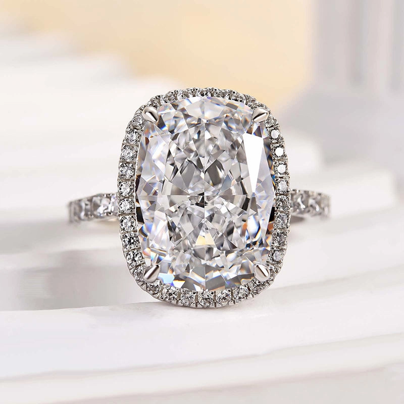 Neutral Finish Dainty Glow Louily Gorgeous Halo Crushed Ice Cushion Cut Engagement Ring