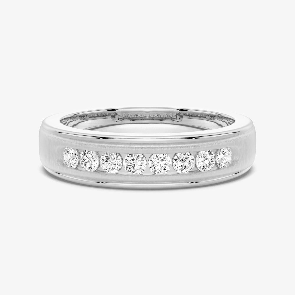 HighEnd Sign Luxury Touch 7mm Brush Finish Channel Set Moissanite Men's Wedding Band