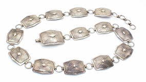 Artisan Piece Silky Finish Orville Tsinnie Navajo Handmade Sterling Silver Link Concho Belt