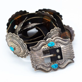 Classic Trend Orville Tsinnie Navajo Handmade Sterling Silver Turquoise Concho Belt