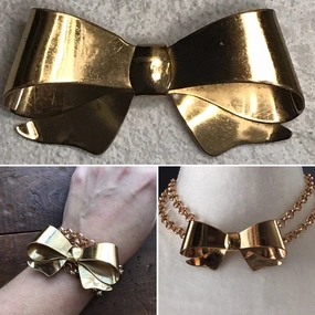 Radiant Craftwork Captivating Form Vintage Bow Gold Tone Brooch by Coro. Possible Statement Necklace or Bracelet?