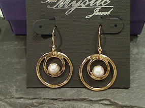 Sleek Shape Pearl, Gold Plated Earrings