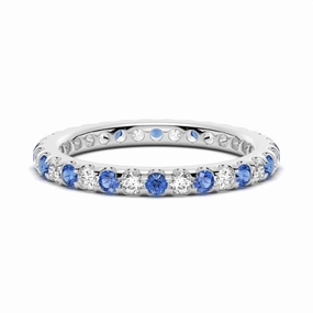 Pav?? Blue Sapphire and White Sapphire Eternity Ring Distinctive Craft