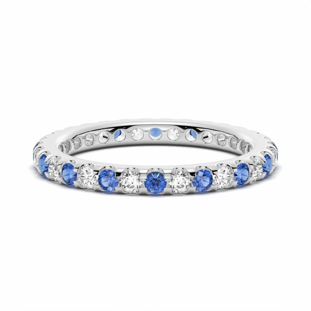 Minimalist Bauble Pav?? Blue Sapphire and White Sapphire Eternity Ring