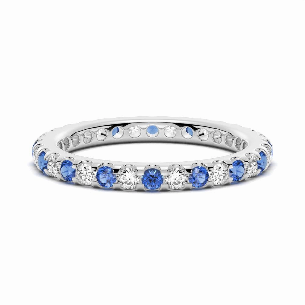 Light tone Cool Form Pav?? Blue Sapphire and White Sapphire Eternity Ring