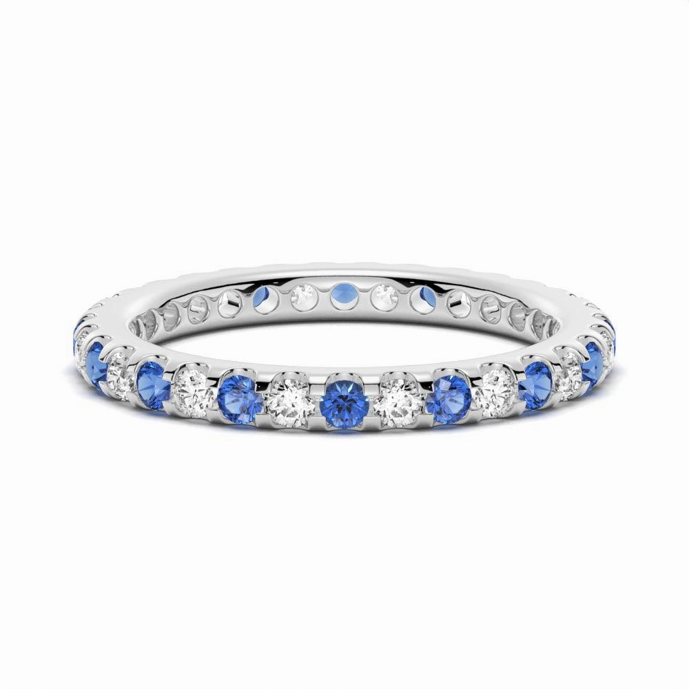 Pav?? Blue Sapphire and White Sapphire Eternity Ring Distinctive Craft