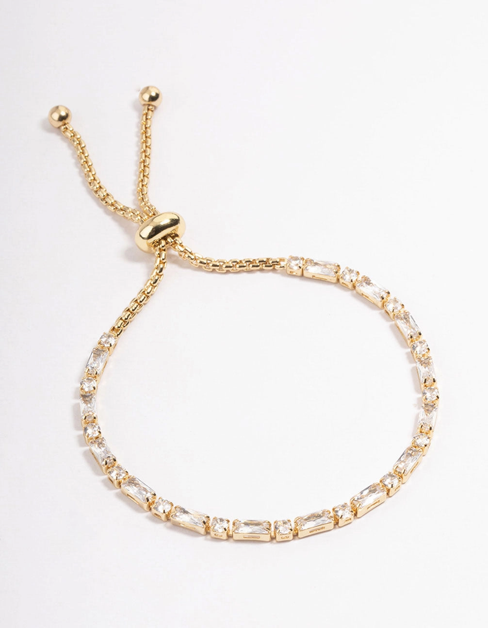 Gold Plated Baguette Stone Toggle Tennis Bracelet Sudden Vision