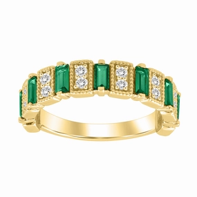 Ocean Look LADIES BAND 1.05CT ROUND/BAGUETTE/EMERALD DIAMOND 14K YELLOW GOLD
