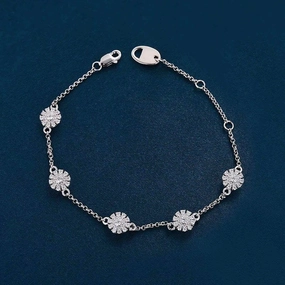 Family Bond Meritorious Composites Louily Elegant Flower Design Bracelet For Women In Sterling Silver