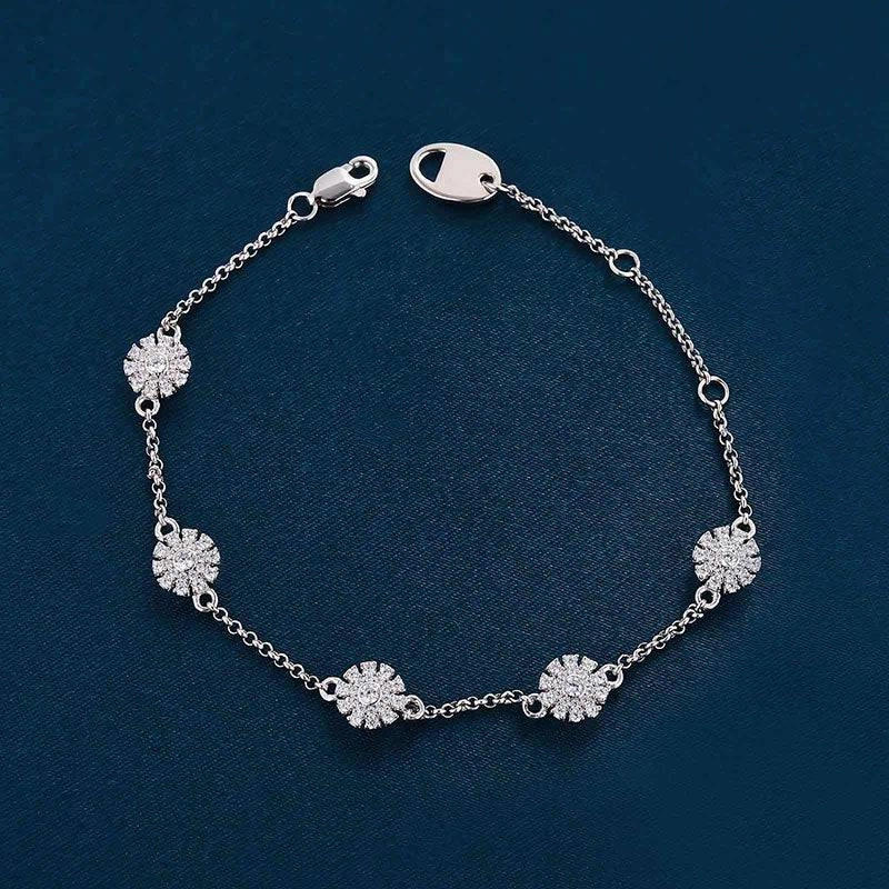 Family Bond Meritorious Composites Louily Elegant Flower Design Bracelet For Women In Sterling Silver