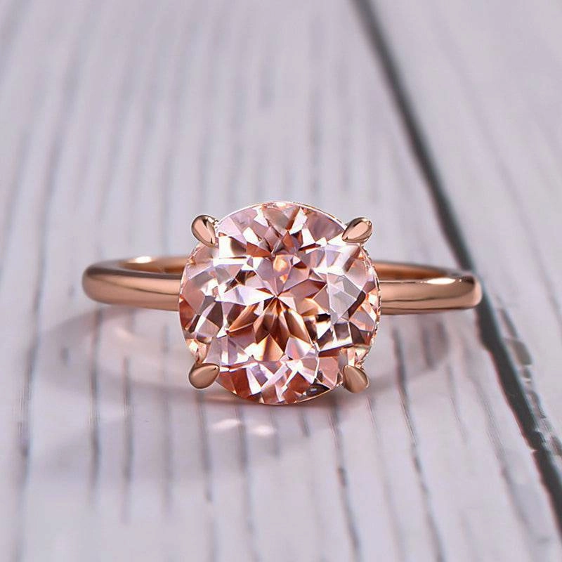 Designer Craft Louily Gorgeous Round Cut Morganite Pink Engagement Ring For Women In Sterling Silver
