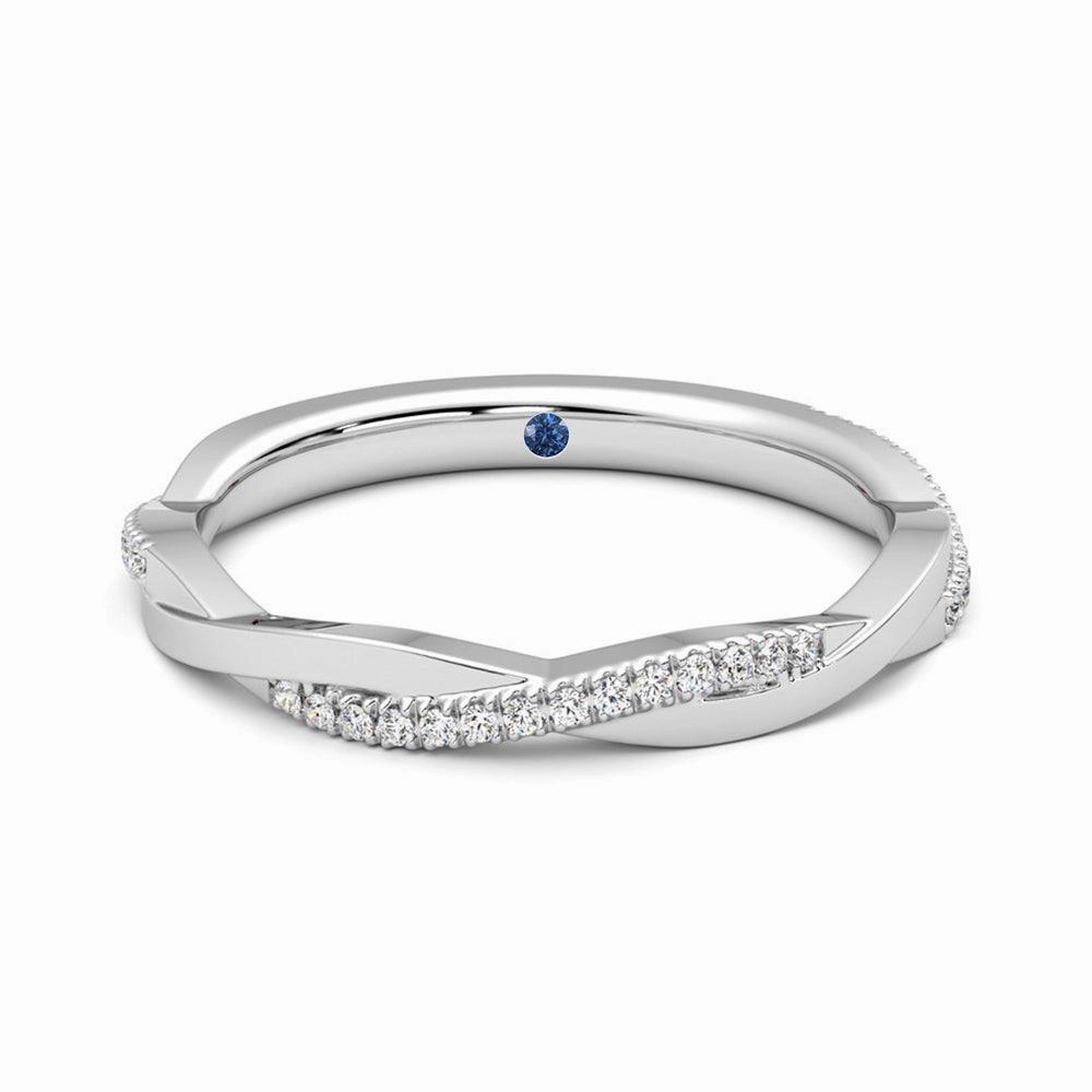 Twisted Band Pav?? Moissanite Wedding Band with Anniversary Stone Accent Travel Style