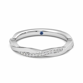 Ornate Work Personal Present Twisted Band Pav?? Moissanite Wedding Band with Anniversary Stone Accent