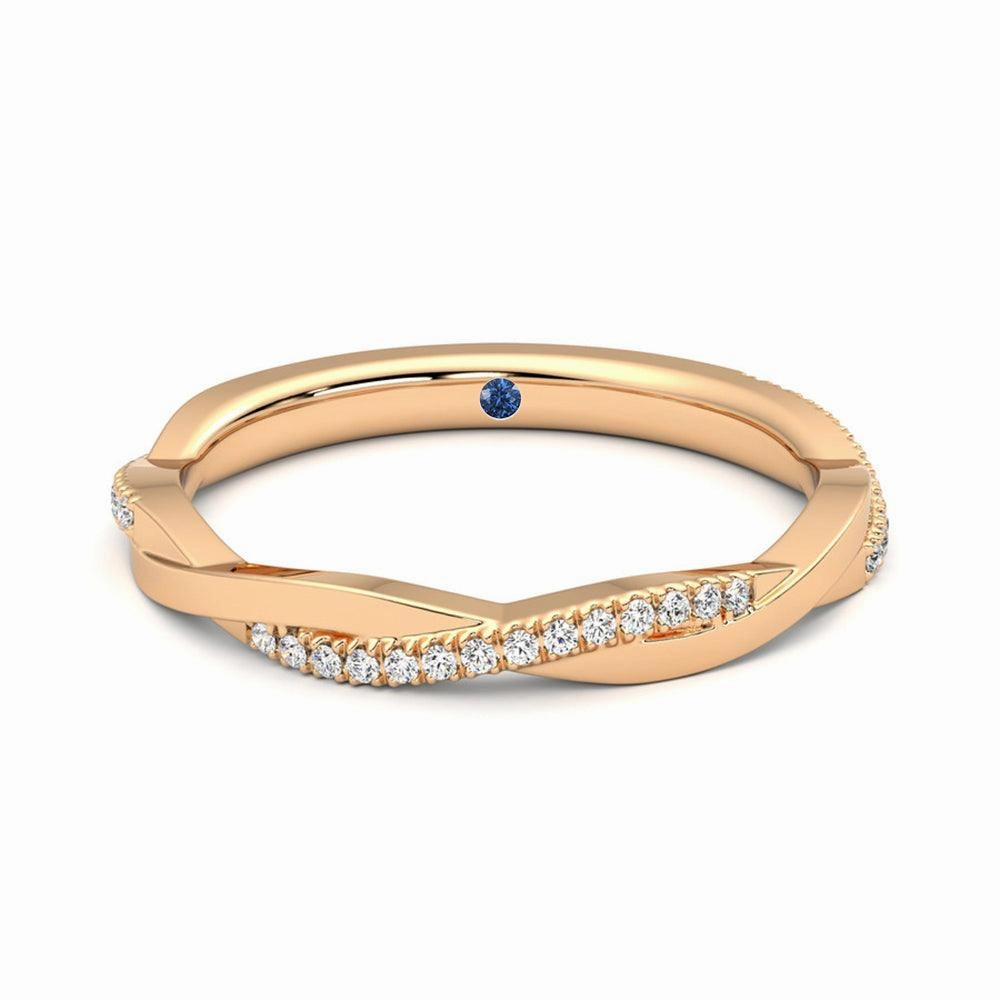 Ornate Adornment Mother Daughter Twisted Band Pav?? Moissanite Wedding Band with Anniversary Stone Accent