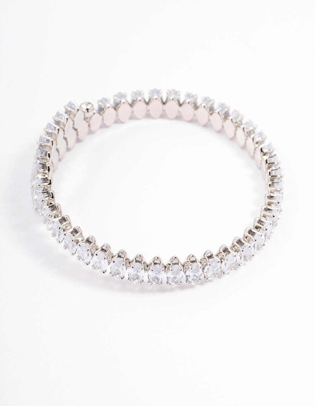 Velcro straps Perpetual Fusions Silver Cubic Zirconia Navette Stone Wrist Cuff