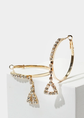 Evening Ready Chic Fusion Rhinestone Triangle & Hoop Earrings