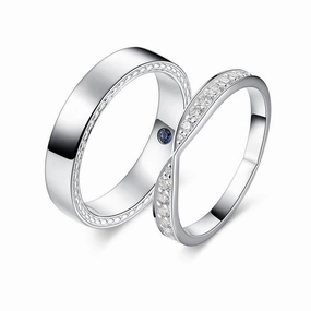 Petite Infinity Pave and High Polished Finish Couple's Ring Set Sturdy Style