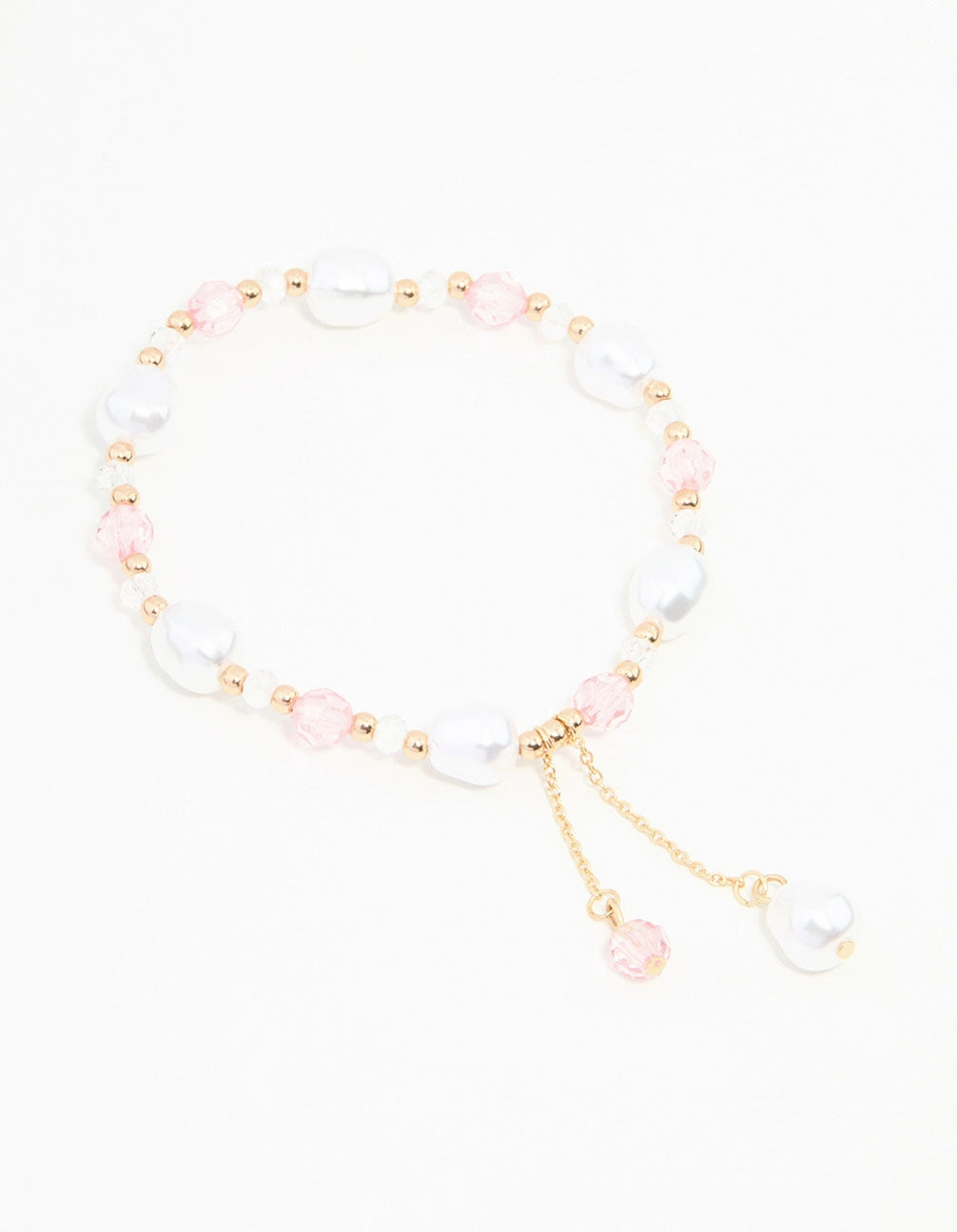 Praiseworthy Fusions First-Class Detail Pink & Gold Beads & Pearls Stretch Bracelet