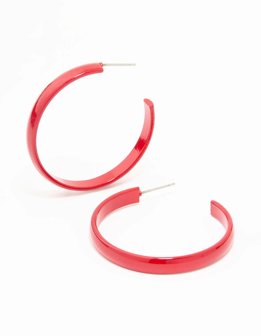 Pink Coated Metal Shiny Flat Hoop Earrings Bridal Moment Contemporary Feature
