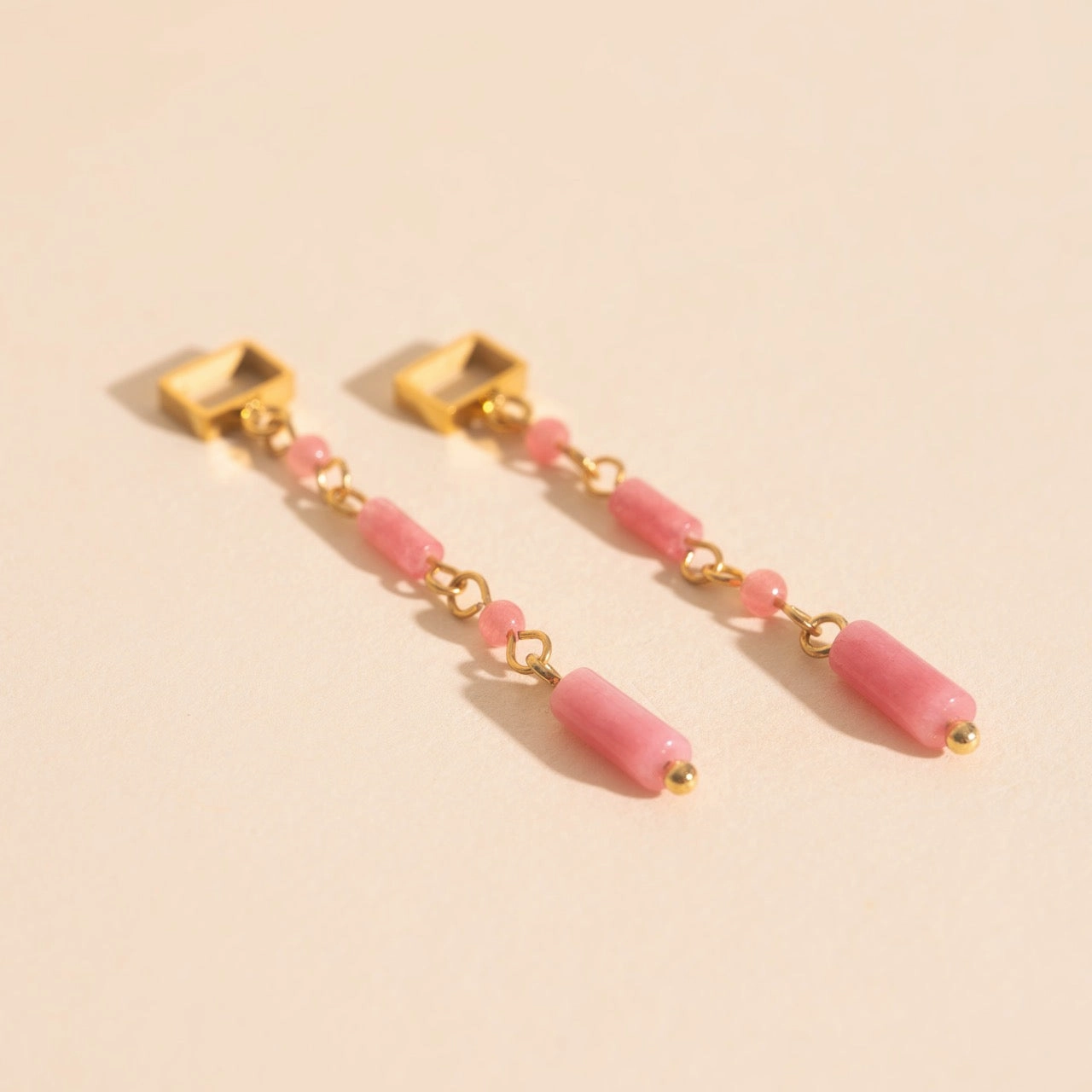 Pink Minnow Super Chunky Huggie Hoop Charms Gold Accent