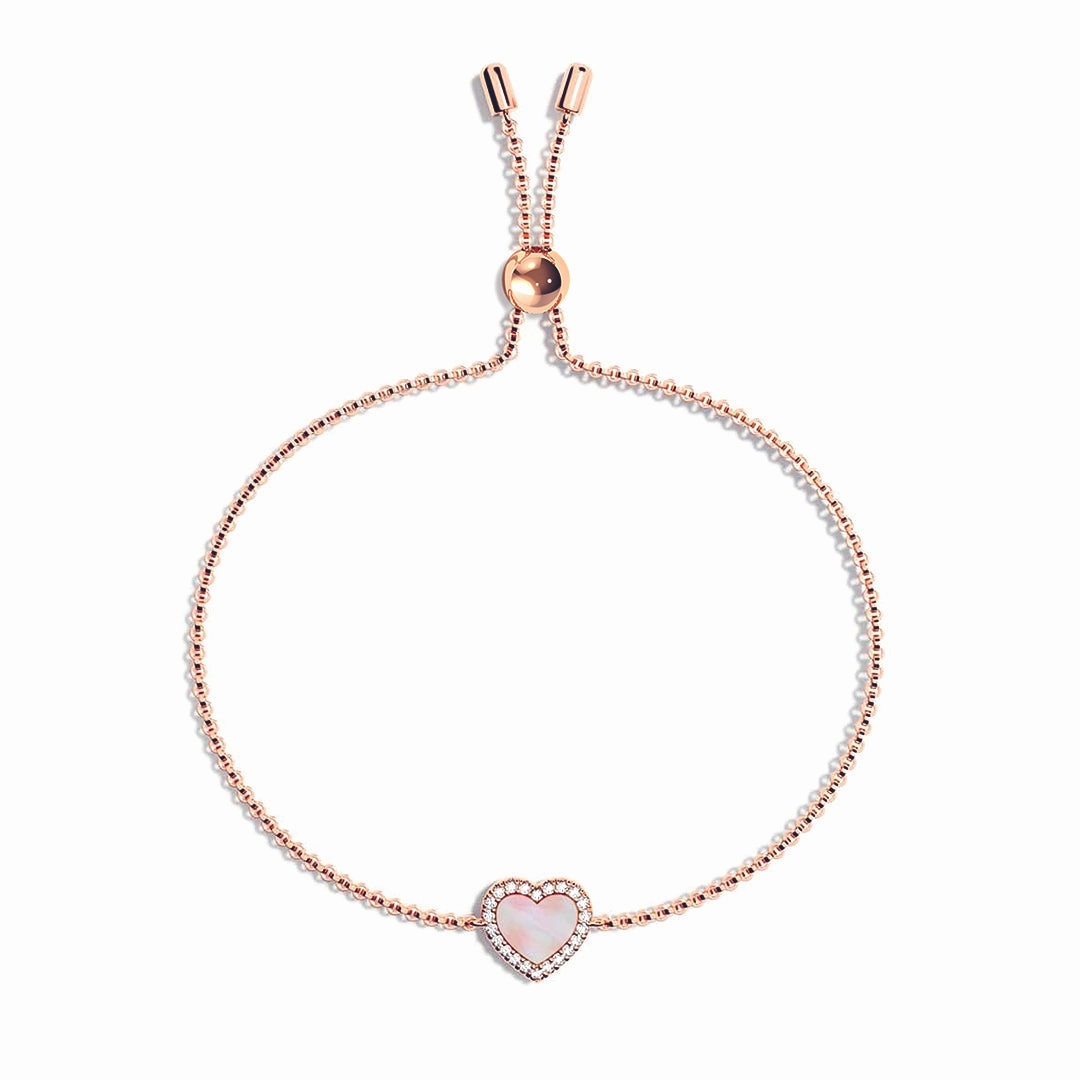 Pink Mother of Pearl & Moissanite Heart Bracelet Borderless Mixes Today??s Sight